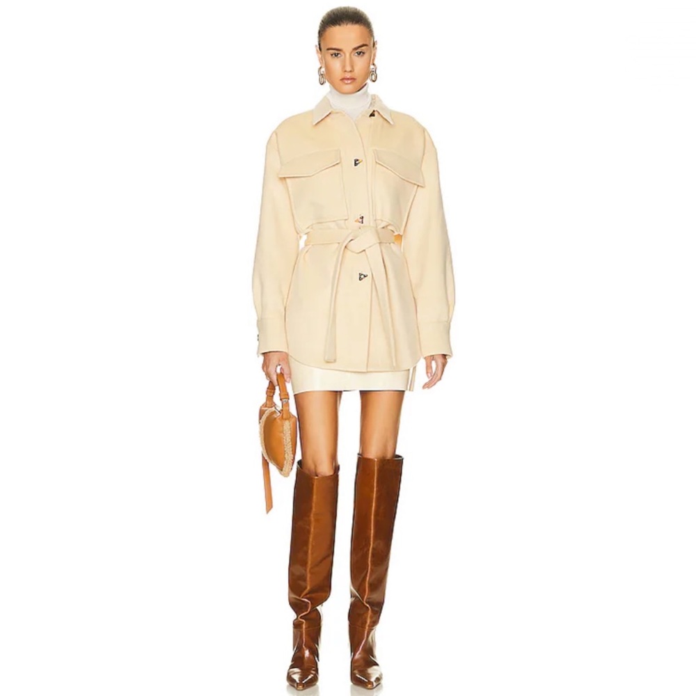 Aeron Richmond Wool Belted Shirt Jacket NWT 6 US / 38 EU Cream - Picture 5 of 11